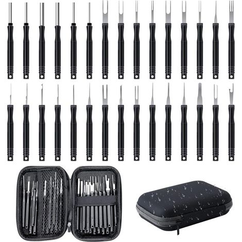 Lot de 30 Extracteur de Cosses, Outils de Extracteur de Cosses, Outils de Retrait de Terminal pour la Plupart des Terminaux de Connecteurs-Noir (1/5)