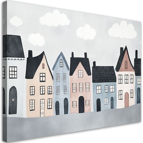 Quadro su tela, Case colorate citt - 120x80 (1/3)