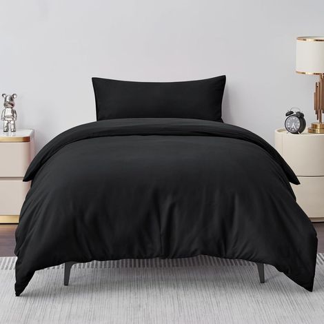 Bettwäsche Mikrofaser 155x220 2tlg 155x220cm+40x80cm 02 - Schwarz (1/5)