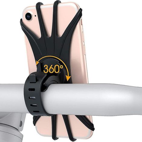 Handyhalterung für Fahrrad und Motorrad: 360° drehbare Silikon-Handyhalterung für Mountainbike-Lenker – Schwarz