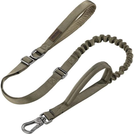 Laisse de Chien élastique Tactique Laisse de Formation de Chien de Police réglable Militaire Laisse élastique Corde avec 2 poignées de Commande(Vert)