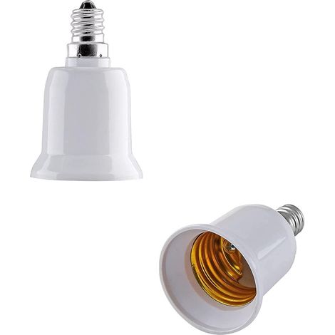 2 pièces Convertisseur adaptateur E14 vers E27, convertisseur douille pour LED, ampoules à incandescence et ampoules CFL, adaptateur douille E14 vers E27 de petit (2) (1/5)