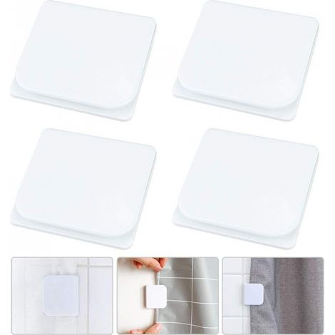 Clips rideau douche blancs U pour pince et boucle lot de 4 (1/5)