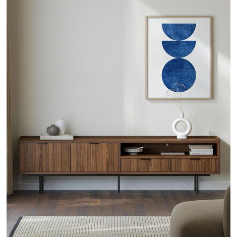 AX LIVING Nordiva TV Lowboard 200 cm Warmia Walnut Holz TV Möbel Modern