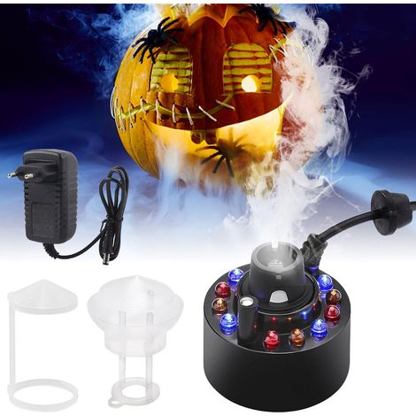 Halloween-Ultraschallzerstäuber-Set, Ultraschallzerstäuber, Halloween-Dekorationen, Halloween-Nebelmaschine, Mini-Ultraschall-Nebelmaschine, Glasbehälter, 12 LED-Nebelmaschinen (Schwarz) (1/5)