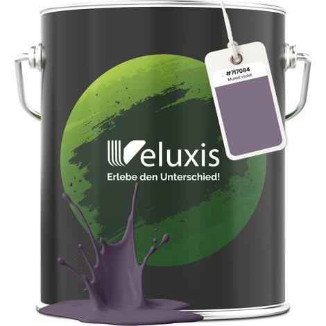 Pittura murale grigio-viola opaca per interni – Copertura classe 1, senza COV, senza primer, a goccia – Soggiorno e camera da letto – 5 L – Veluxis (Muted Violet) (1/5)