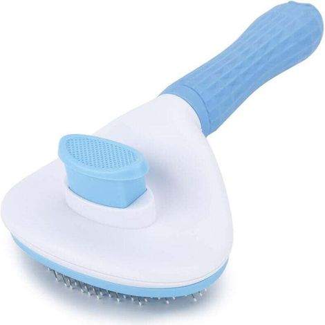 Brosse autonettoyante adaptée aux chiens, chats et lapins utilisable avec des poils longs ou courts et facile à démonter. (1/4)