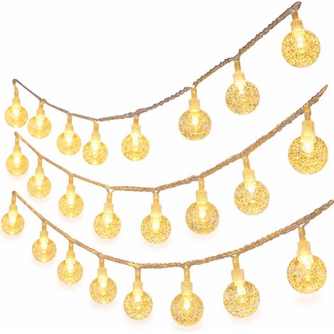 Guirlande Lumineuse LED Boules Blanc Chaud, 100 Lumières Raccordables, Secteur, Décoration de Noël (1/5)