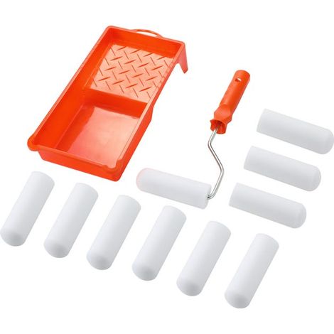 Kit de mini rodillos de pintura, 10 cm, 12 piezas, con 10 fundas de esponja, 1 marco y 1 bandeja de pintura (1/5)