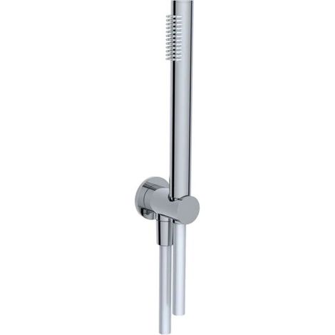 Kit douche rond chromé pommeau flexible 150 cm et prise d eau avec support (1/2)