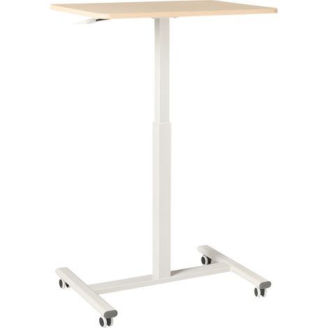 Escritorio de altura regulable manual para ordenador portátil oficina moderna 65 x 48 cm soporte de acero marrón claro con blanco Academia