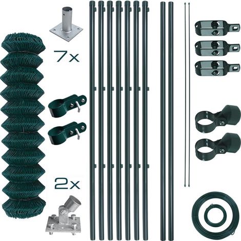 Maschendrahtzaun Komplettset 1,25 x 15 m Zaunset Gartenzaun Aufschraubhülse Zaun