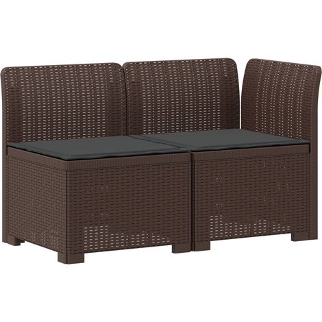 Maison Exclusive - 2-Sitzer Garten-Sofa mit Kissen Rattan-Look PP (1/5)