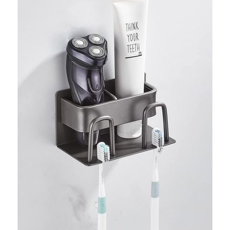 Elektrischer Zahnbürstenhalter, Zahnbürstenhalter zur Wandmontage ohne Bohren, elektrischer Zahnbürstenhalter, Zahnbürstenhalter, selbstklebender Zahnbürstenhalter (Gun Gray - [Paar-Stil] Zahnbürstenh (1/3)