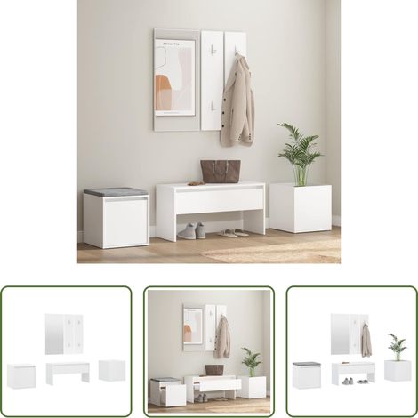 Flurbank - Garderoben-Set Weiß Holzwerkstoff (1/5)