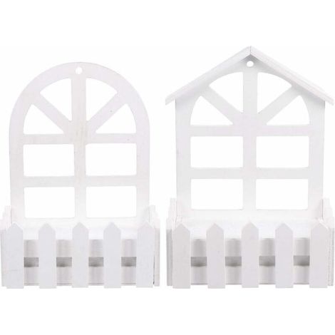 Set of 2 White Wall Planters for Wooden Hanging Planters, Wall Mounted Plant Stand, Ladder for Indoor Outdoor Vertical Garden Living Room Decor (1/5)