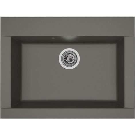 STRADOUR Lavello da cucina ad incasso 1 vasca senza scolatoio Hexo - Resina - 66 x 50 cm - Grigio cemento (1/2)