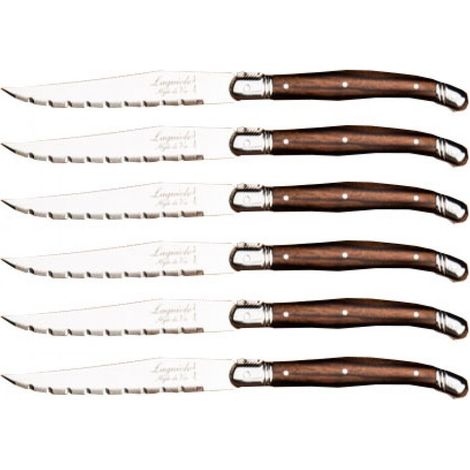 Set di 6 coltelli da bistecca Laguiole in acciaio inossidabile con ceppo in legno 3