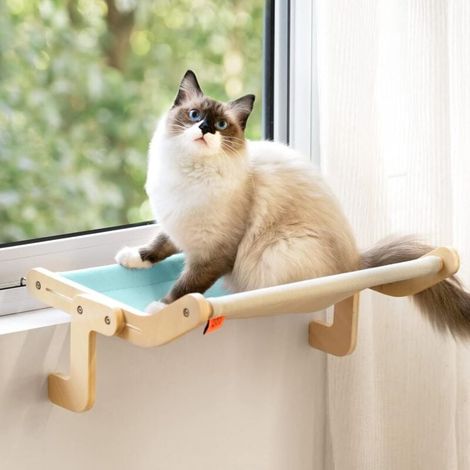 Hamac Chat Fenetre Perchoir de fenêtre lit pour Chat Facile a Monter Jusqu'à 18kg (Blue/Grey) (1/4)