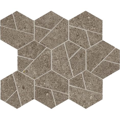 Mosaïque effet Pierre Calcaire Gris Taupe Hexa 28,5x25x0,9 cm Mat Domella - Sol et mur intérieur (vendu par carton de 0,428 m²) - RO'MA CARRELAGE