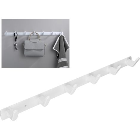 Leichte, wandmontierte Garderobenhaken aus Aluminiumlegierung mit 6 Haken, weiß, für Schlafzimmer, Badezimmer und Flur. (1/5)