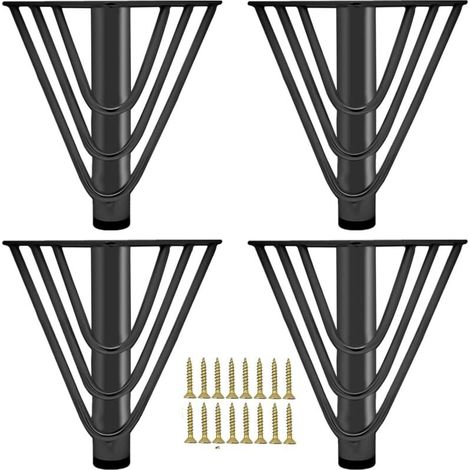 [NEVER USED] 4 pieces furniture feet metal cabinet feet black 15 cm table legs with screws furniture legs for TV cabinet sofa bed (1/3)