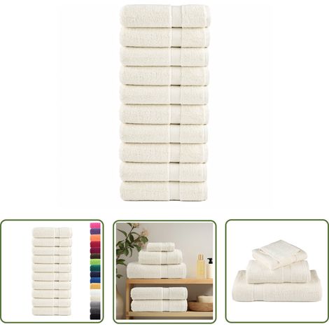 The Living Store Essuie-mains de qualité supérieure SOLUND 10 pcs crème 600 g/m² - Essuie Mains - Serviette Main - Serviettes De Toilette - Textile Maison - Linge De Maison (1/5)