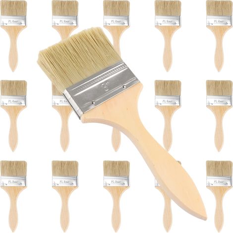 Pinceaux Peinture Lot de 15, Pinceau Plat Peinture 75 mm, Manche Bois 20,5 cm, spalter réutilisable pour lasure Bois extérieur, Vernis, Mur, Colle, Meubles, Portes, clôtures et Bricolage (1/4)
