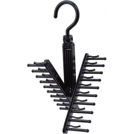 20 rangées Porte-Cravates Ceinture écharpe Cravates Cintre réglable 360 degrés Support Rotatif Multifonctionnel Placard Organisateur Famille (1/5)
