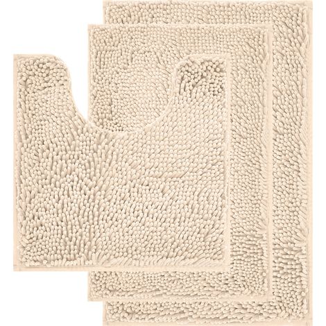 Tappetino da bagno sagomato per WC 50 x 50 cm - Crema - Antiscivolo, assorbente e morbido - Set di tappetini da bagno modulari