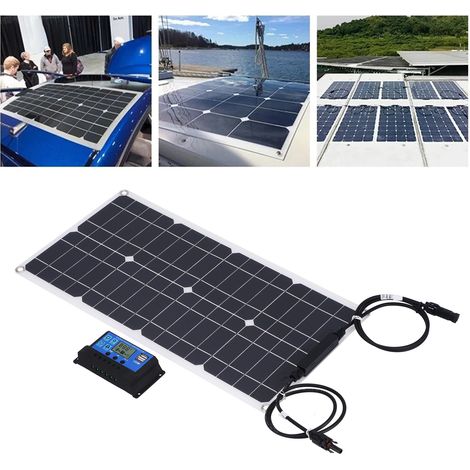 Solarmodul-Set  25-W-monokristallines Solarmodul mit 30-A-Laderegler für Auto, Wohnmobil, Boot  Hocheffiziente Photovoltaik, leicht, USB-Anschluss