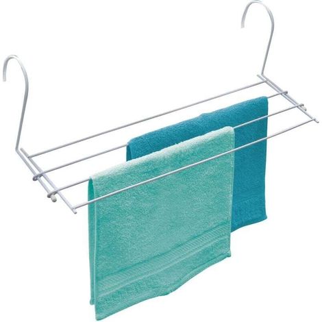 Etendoir radiateur à suspendre , séchoir à linge peu encombrant pour le balcon, radiateur, baignoire, Pour tous radiateurs, métal, 59 x 16 cm, blanc (1/4)