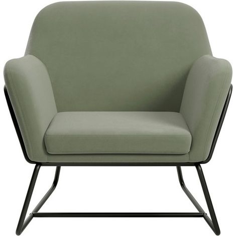Charles Armchair - Velvet/Metal - L66 x W75.5 x H76.5 cm - Sage/Black Matte