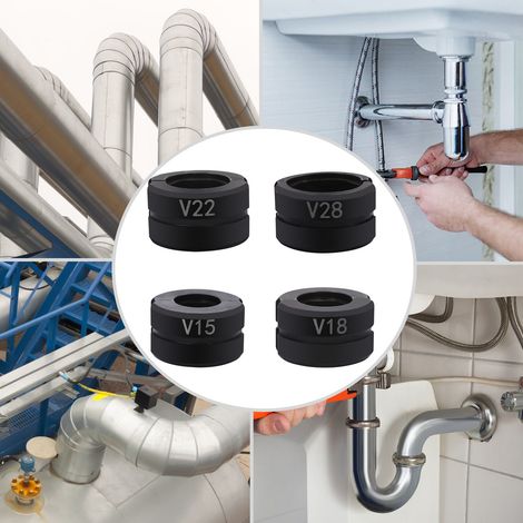 YISSALE-Crimpeinsätze / Rohrpressbacken 4-teilig 15-28 mm - Presszangen-Einsätze für Kupferrohr, Pressbacken-Satz für Elektro, Heizung, Wasser - 15/18/22/28 mm (1/5)