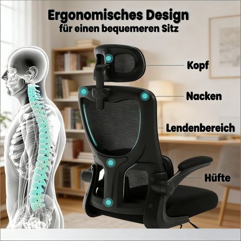 Chaise de bureau et gaming à dossier haut,assise respirante confortable avec roues. (1/4)