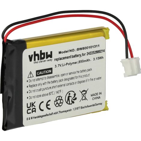 vhbw Akku Ersatz für Philips 242252600214 für Fernbedienung Remote Control (850 mAh, 3,7 V, Li-Ion)