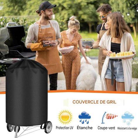 Schutzhülle für Weber 57cm Grill, wasserdichte Grillabdeckung aus 500D Oxford-Gewebe für Weber 57cm Rundgrill, Gasgrillzubehör (Ø71x68 cm) (1/5)