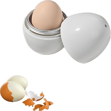 Cuiseur à œufs vapeur - Cuiseur à œufs - Cuiseur à œufs micro-ondes - Appareil pour la cuisson des œufs - Pour 1 œuf - PP - Blanc (1/5)
