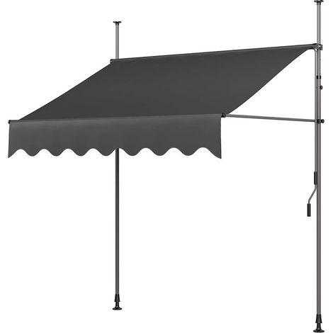 Auvent Manuel Rétractable Résistant aux UV Store Banne de Jardin en Acier Polyester avec Manivelle sans Perçage Auvent Téléscopique Hauteur et Inclinaison Réglable 250cm ,Gris 100cm120cm (1/5)