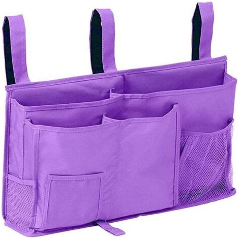 1 Sac de rangement pour lit superposé(Violet), sac de rangement pour lit suspendu, 8 poches, pour lit de chambre d'étudiant, lit d'hôpital, barreaux de lit pour bébé, 600D Oxford Cloth (1/4)