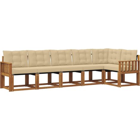 Ensemble de canapés d'extérieur 6 pcs Salon de jardin Naturel et Beige (1/5)