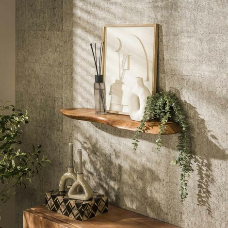 Etagère murale organique en bois d'acacia 90 cm MELBOURNE (1/5)