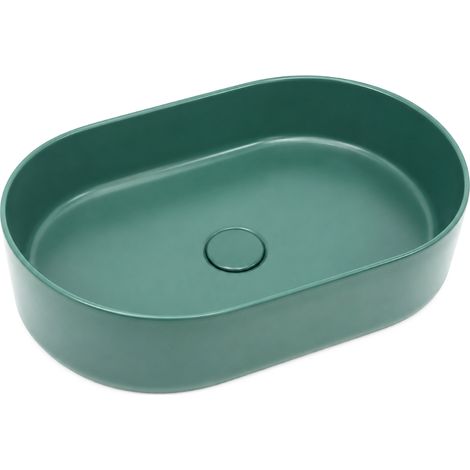 Lavabo ovalado de encimera de 50×30 cm, verde oscuro mate - Aquaterris (1/5)