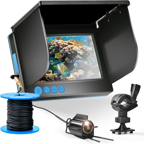 Telecamera subacquea per la pesca con ecoscandaglio, visione notturna a infrarossi, grandangolo, host impermeabile IP65, con schermo IPS da 5 pollici per ghiaccio, fiume e barca
