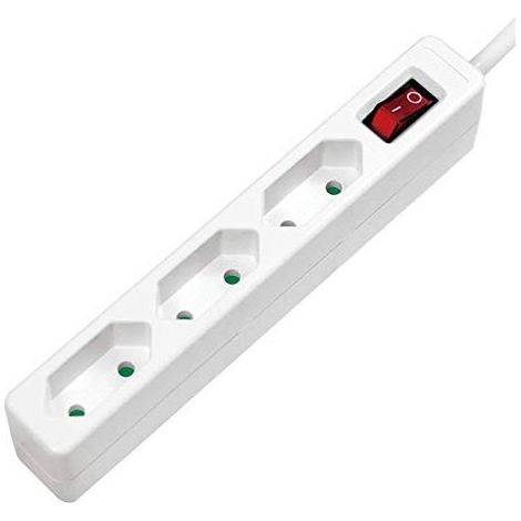 Multiprise étroite à 3 prises avec interrupteur et câble de raccordement de 1,5 m - Blanc (1/2)
