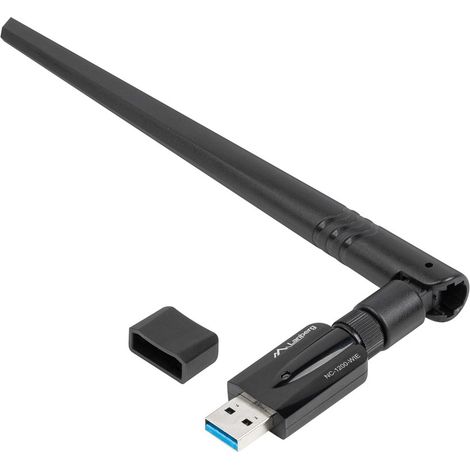 Carte réseau sans fil double bande Lanberg USB 3.0 NC-1200 : 1 antenne interne + 1 antenne externe (1/5)