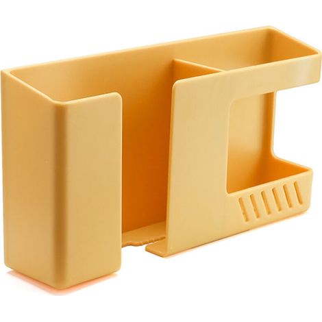 Boîte de rangement murale multifonctionnelle sans perçage pour téléphone portable et télécommande, support de rangement mural pour débris, 1 pièce (jaune) (1/5)