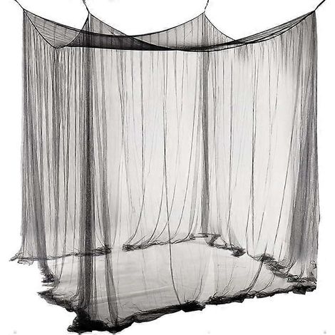 Moustiquaire carrée noire (190 x 210 x 240 cm), couvre-lit à baldaquin, décoration (1/5)