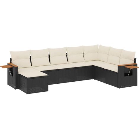 vidaXL Set Divani da Giardino con Cuscini 8 pz Nero in Polyrattan (1/5)