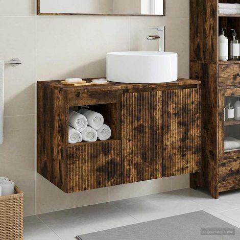 vidaXL Bathroom Furniture Set 2 pcs Smoked Oak Engineered Wood (1/5)